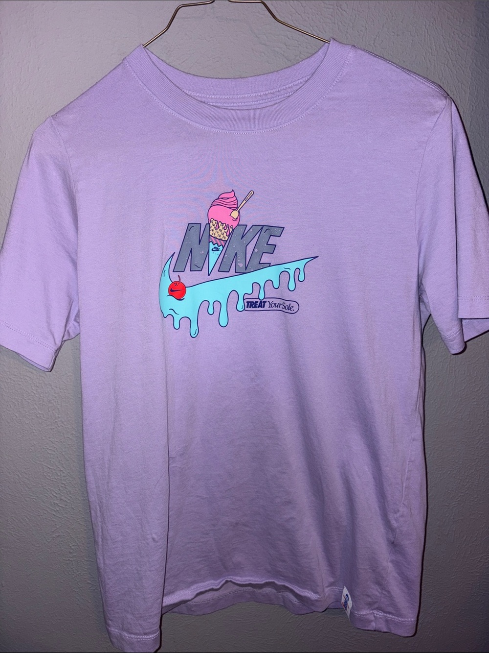 Nike Lavender Short-Sleeve Tee with Ice Cream Graphic